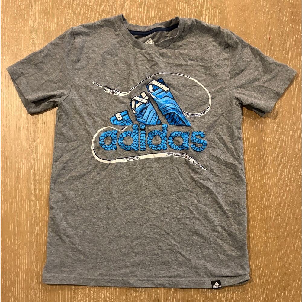 Adidas Boost BOS Short-Sleeve T-Shirt - Boys Large Gray Sneaker